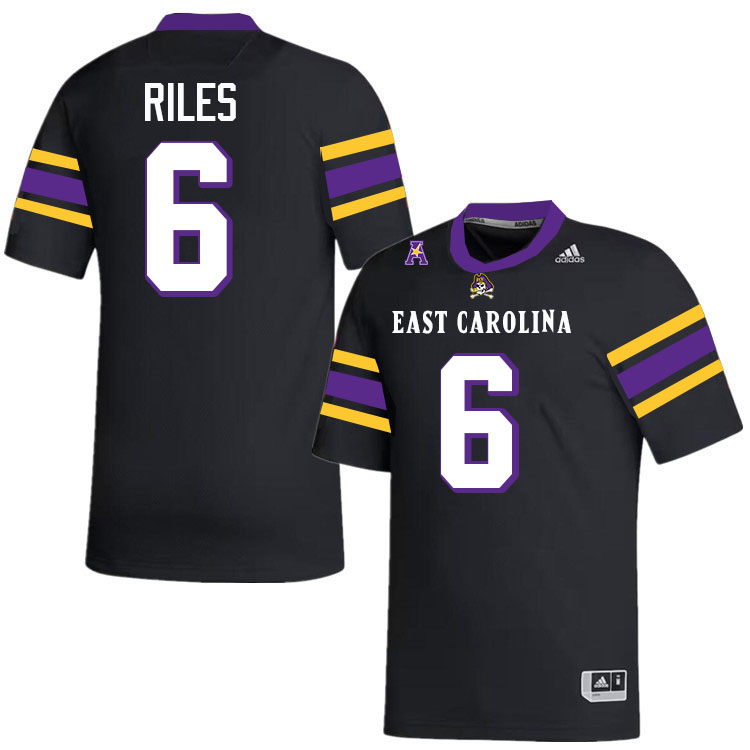 East Carolina Pirates #6 Desirrio Riles College Football Jerseys,Uniforms-Alternate Black